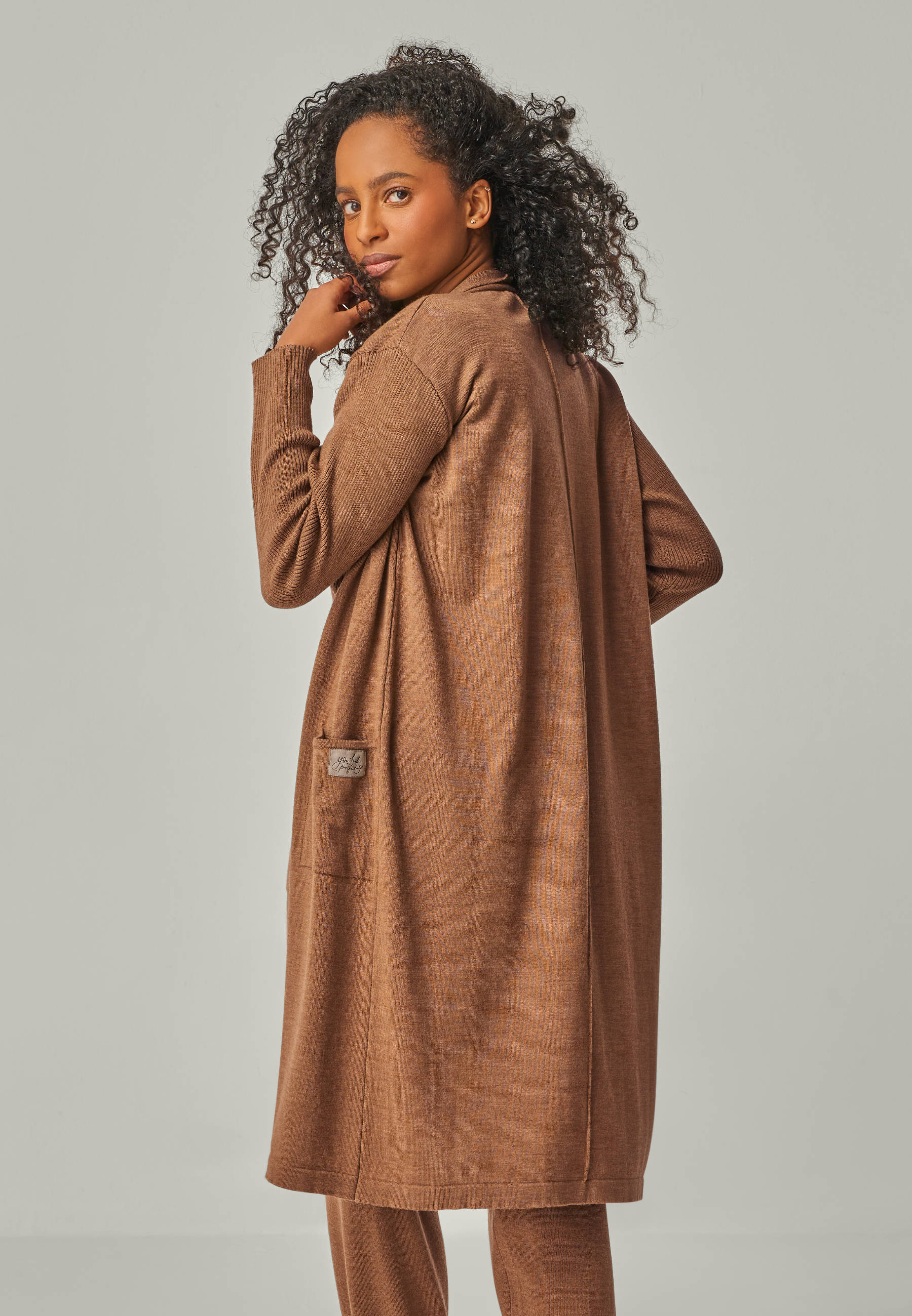 CARDIGAN BLOSSOM - Long Merino Cardigan with Pockets