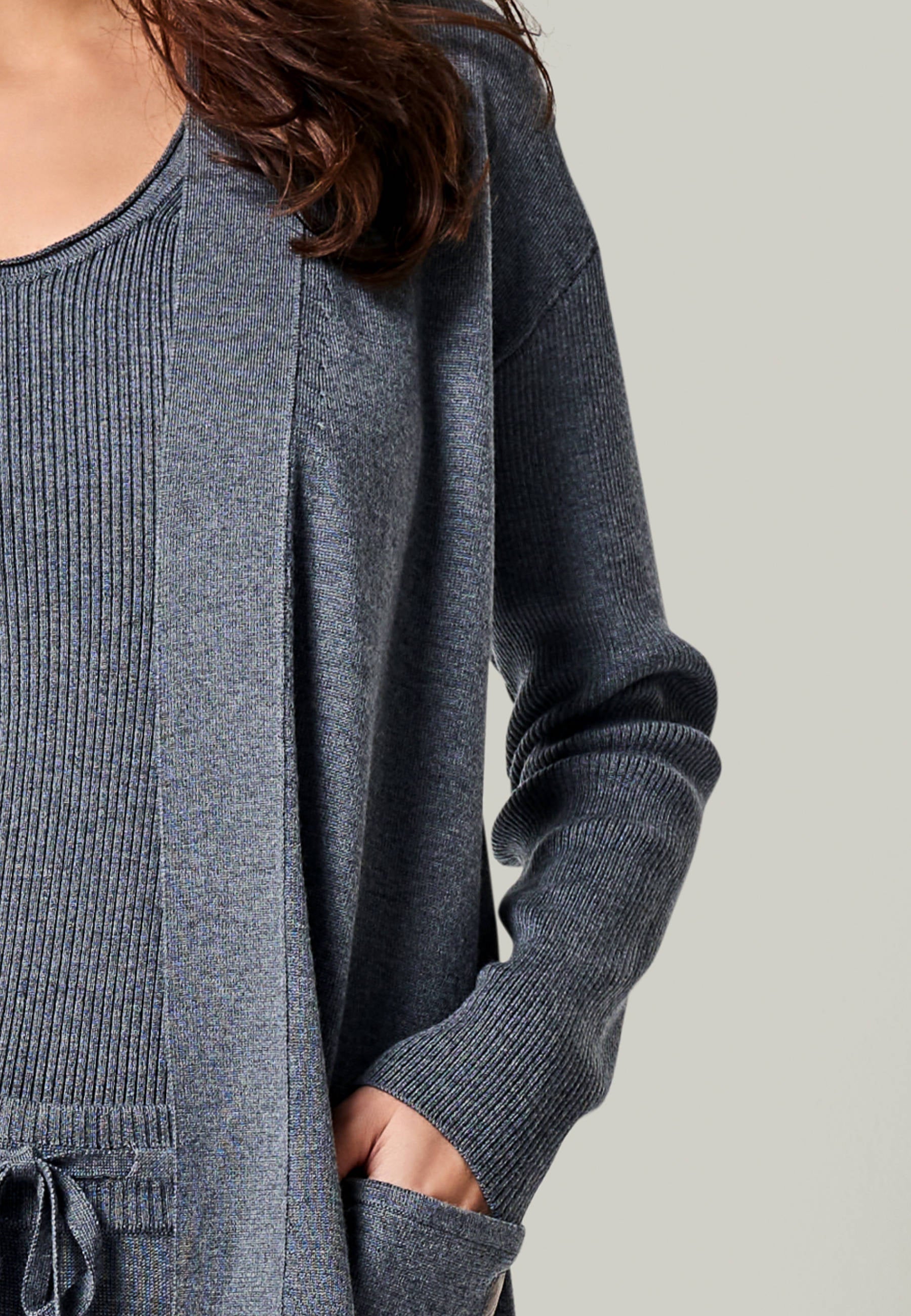 CARDIGAN BLOSSOM - Long Merino Cardigan with Pockets