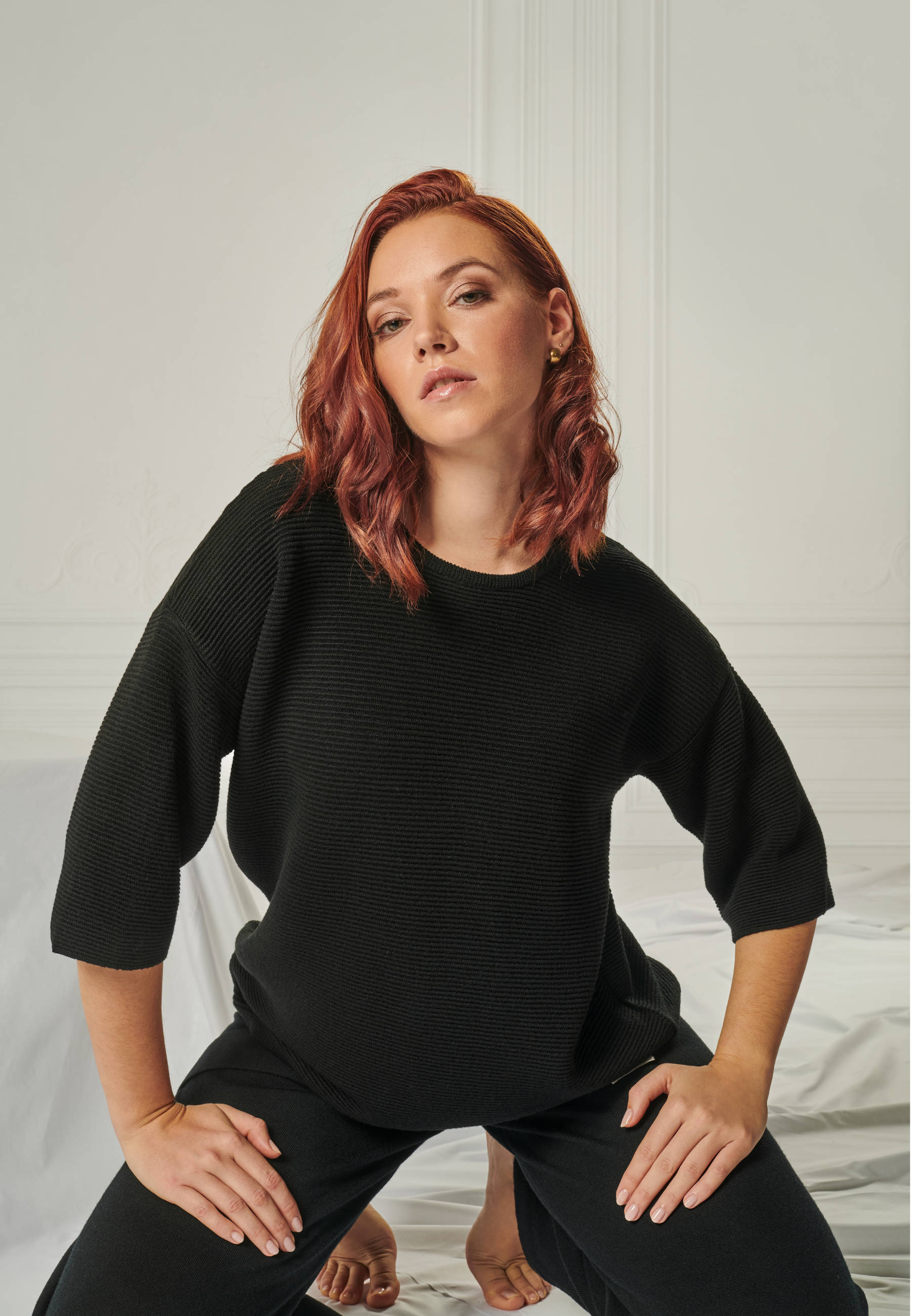 PULLOVER FAY - Half-sleeved sweater in structured knit