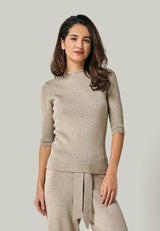 PULLOVER DARIA - short sleeve sweater with stand-up collar