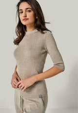 PULLOVER DARIA - short sleeve sweater with stand-up collar