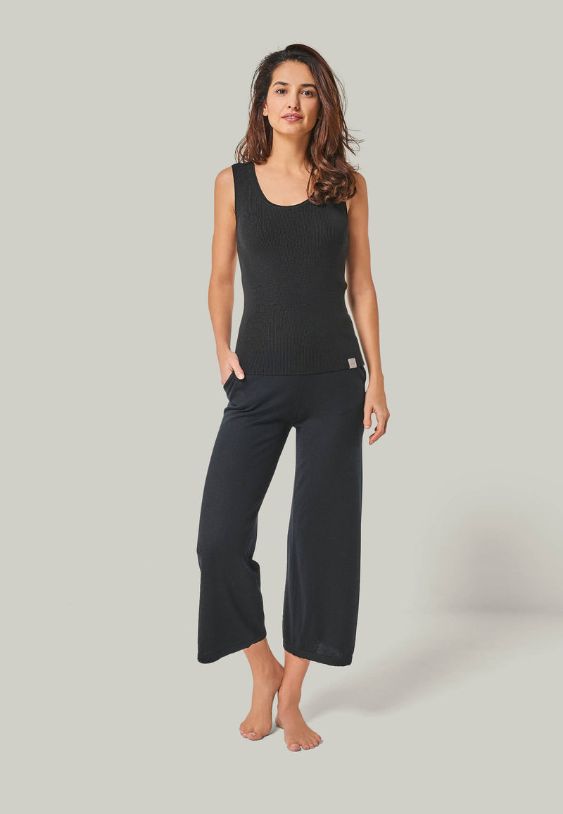 CULOTTE DANA - Wide 7/8 knit pants with side pockets