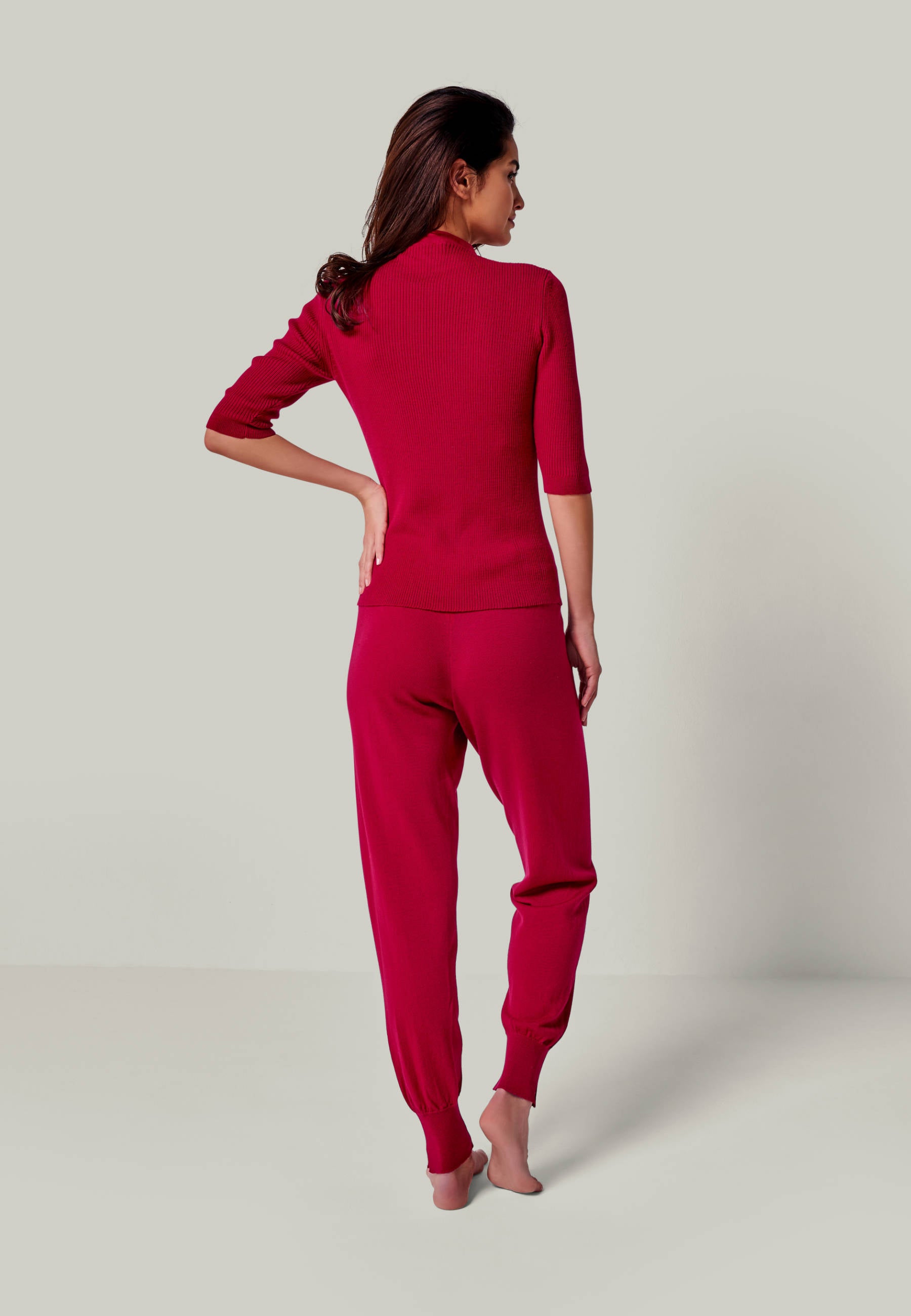 PULLOVER DARIA - short sleeve sweater with stand-up collar