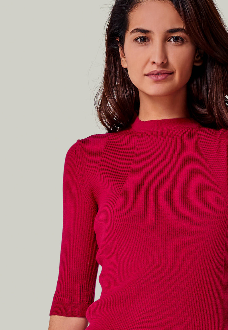 PULLOVER DARIA - short sleeve sweater with stand-up collar