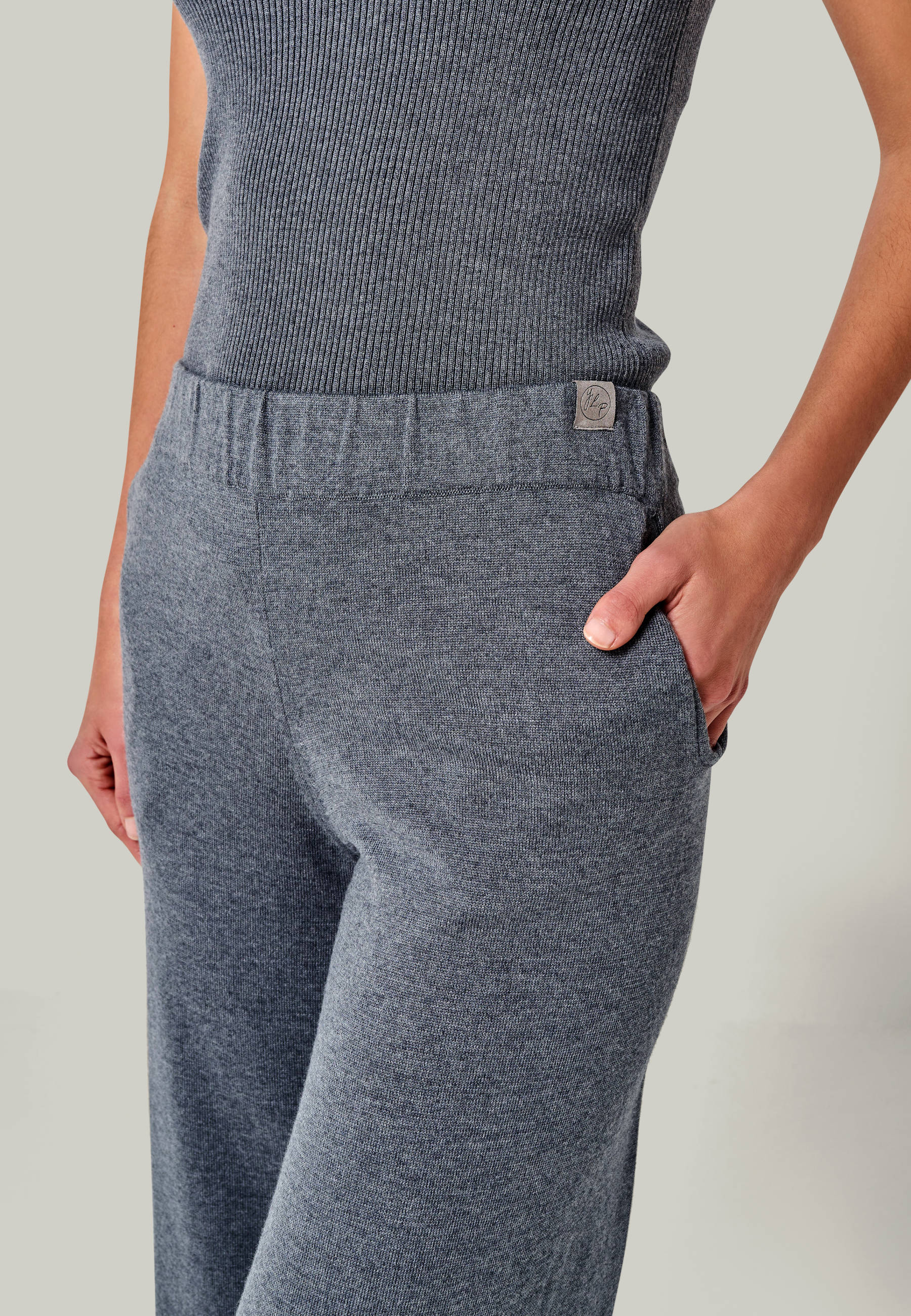 CULOTTE DANA - Wide 7/8 knit pants with side pockets