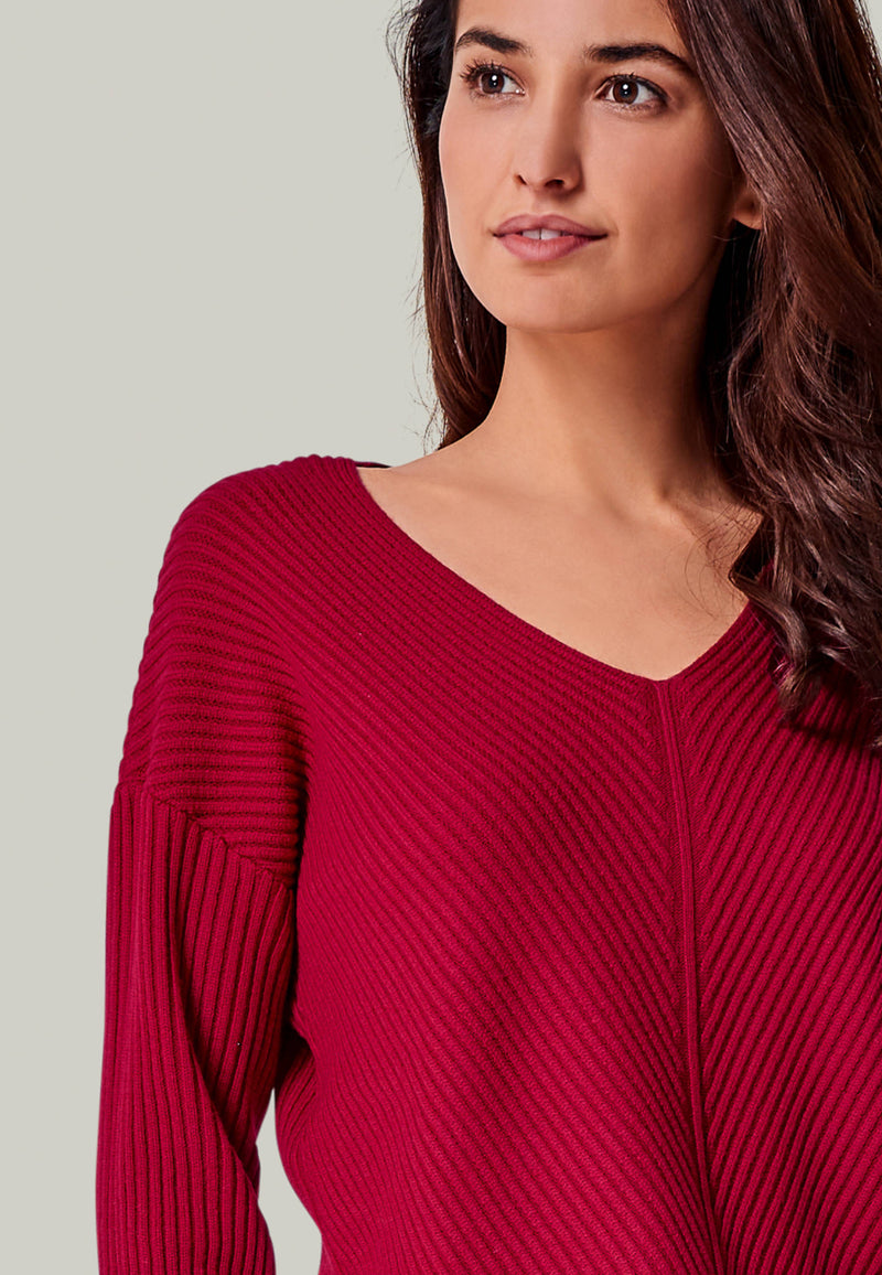 PULLOVER BLOSSOM - Merino knitted pullover V neck