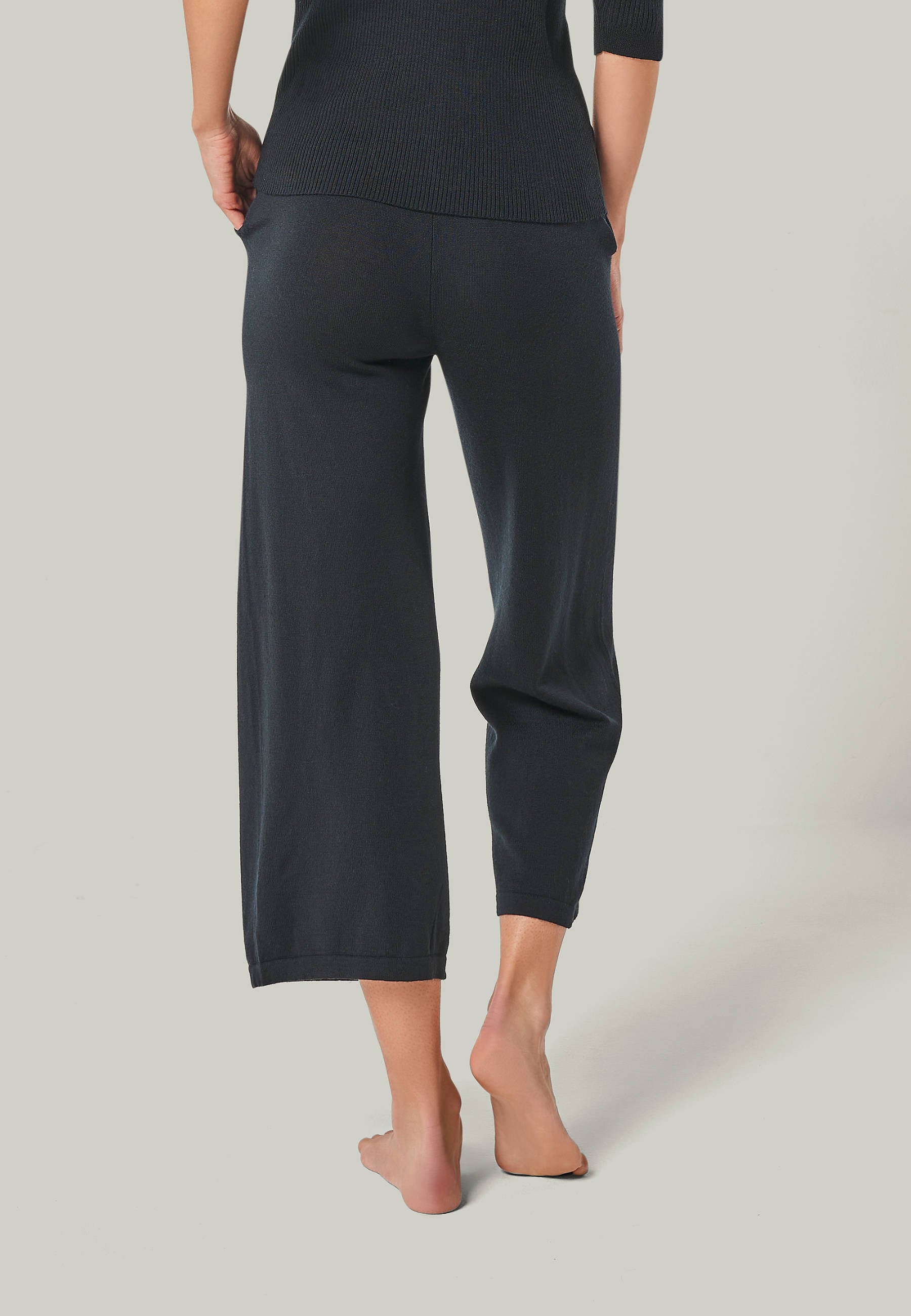 CULOTTE DANA - Wide 7/8 knit pants with side pockets