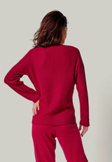 PULLOVER BLOSSOM - Merino knitted pullover V neck