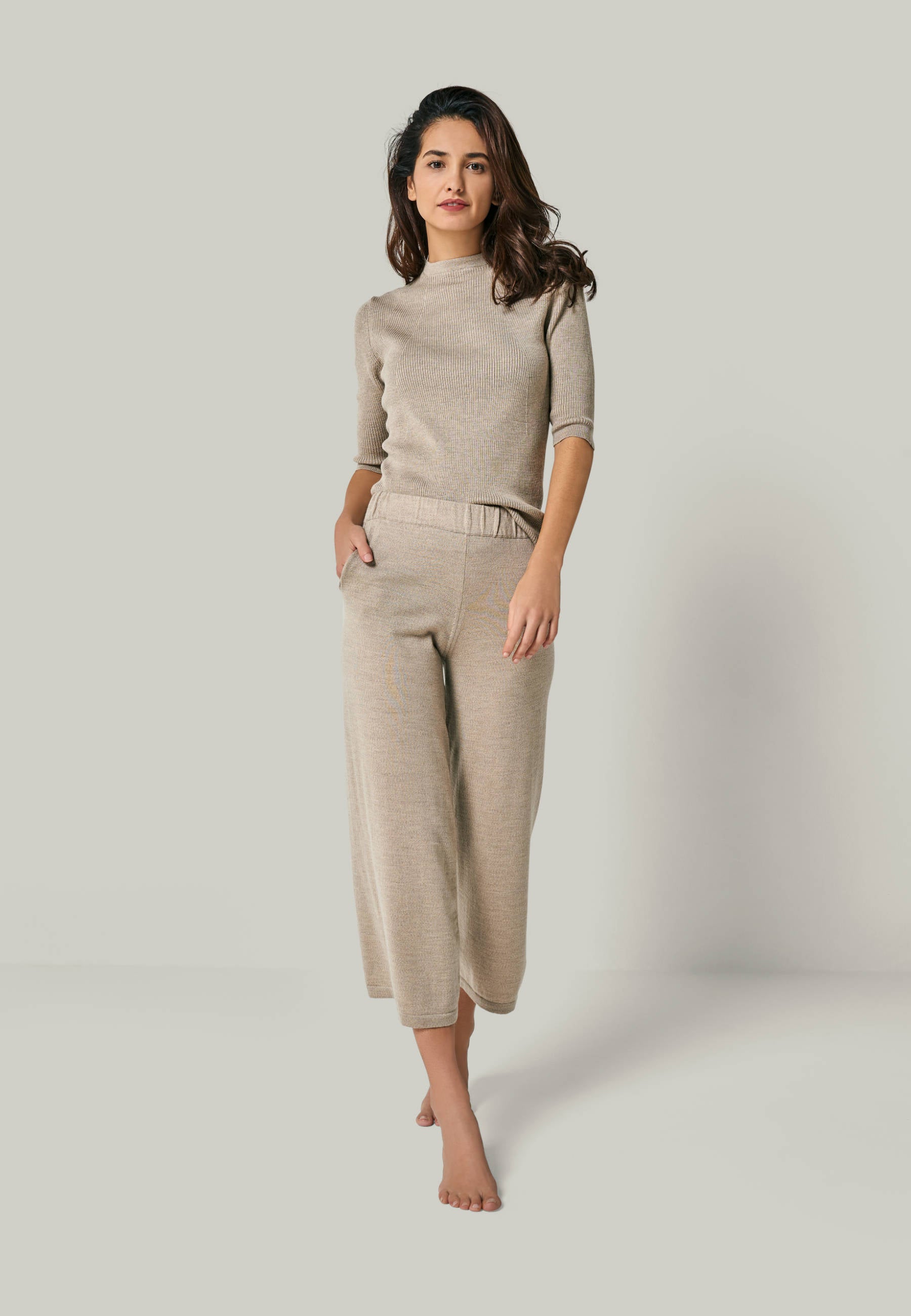 CULOTTE DANA - Wide 7/8 knit pants with side pockets