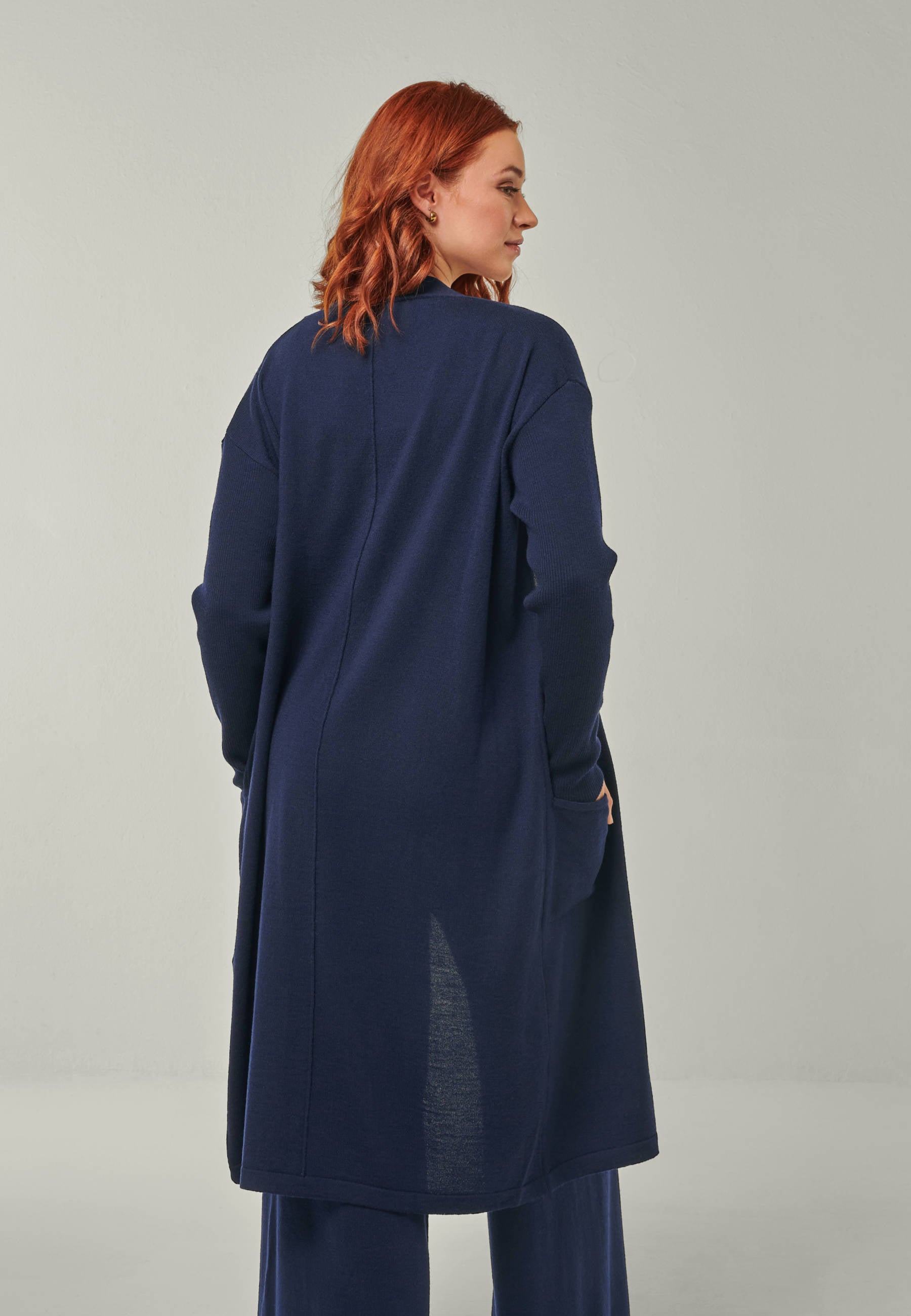 CARDIGAN BLOSSOM - Long Merino Cardigan with Pockets