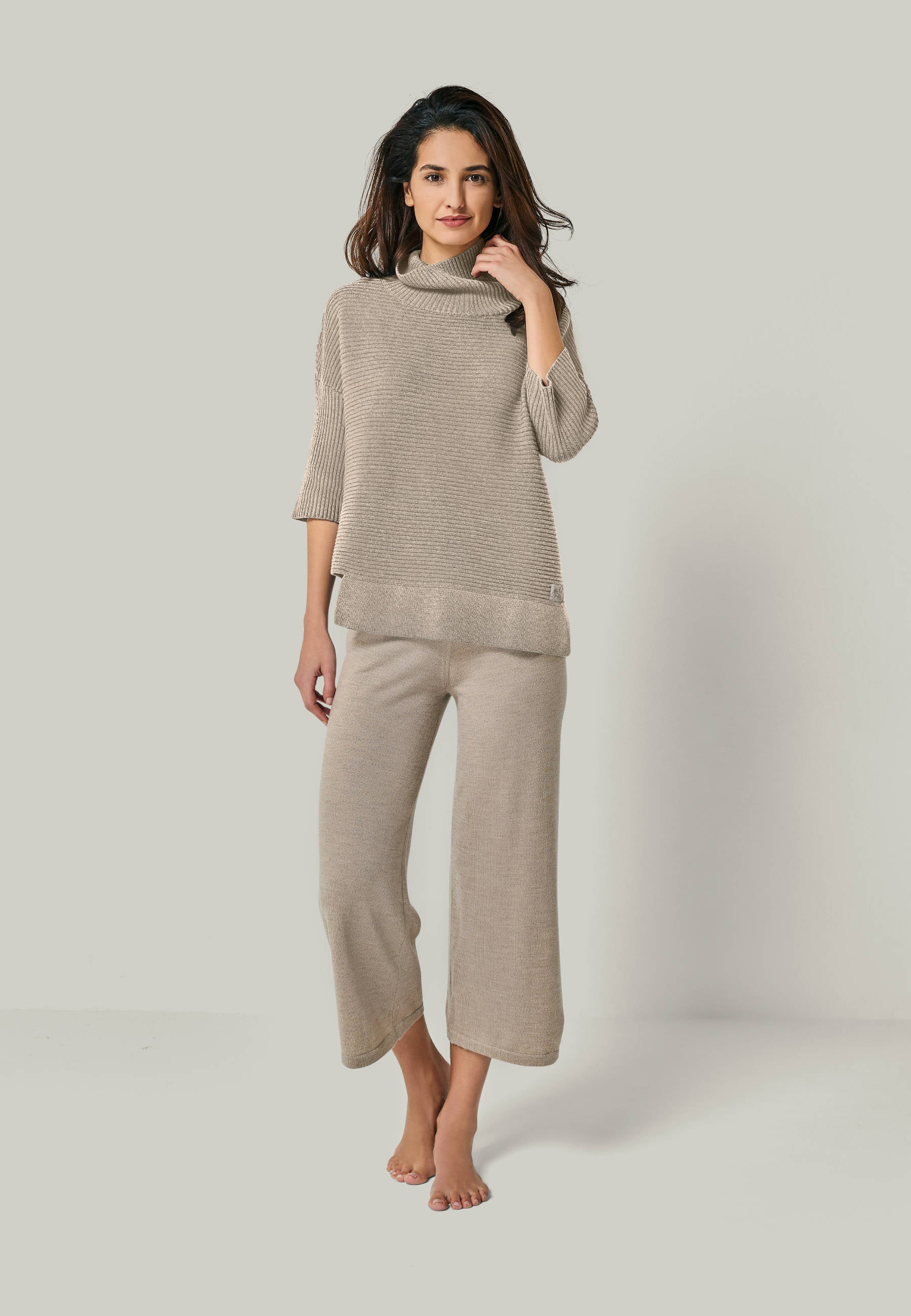 CULOTTE DANA - Wide 7/8 knit pants with side pockets
