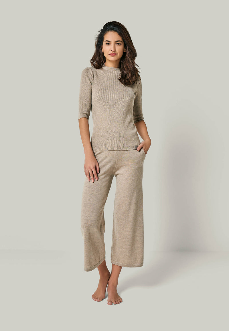 CULOTTE DANA - Wide 7/8 knit pants with side pockets