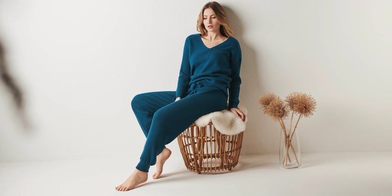 edle Loungewear in blau für Damen