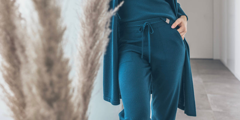 blaue Merino Loungewear für Damen 