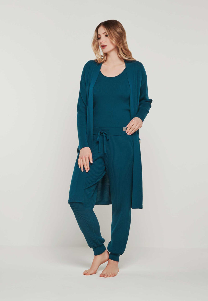 Homewear Outfit mit Strick Hose BLOSSOM in blau