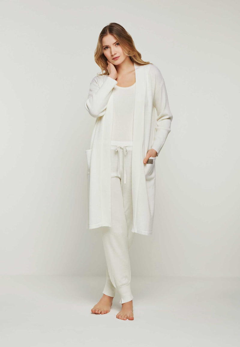 Weißes Strick Loungewear Set für Damen