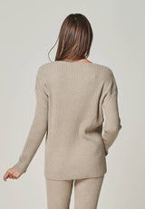 PULLOVER BLOSSOM - Merino knitted pullover V neck