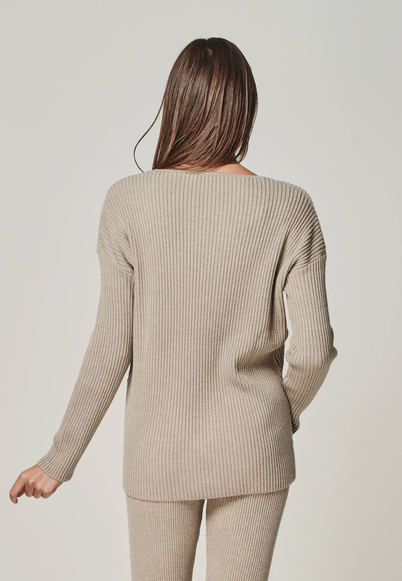 PULLOVER BLOSSOM - Merino knitted pullover V neck