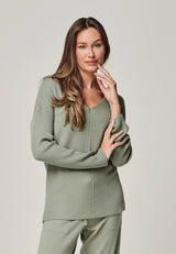 PULLOVER BLOSSOM - Merino knitted pullover V neck