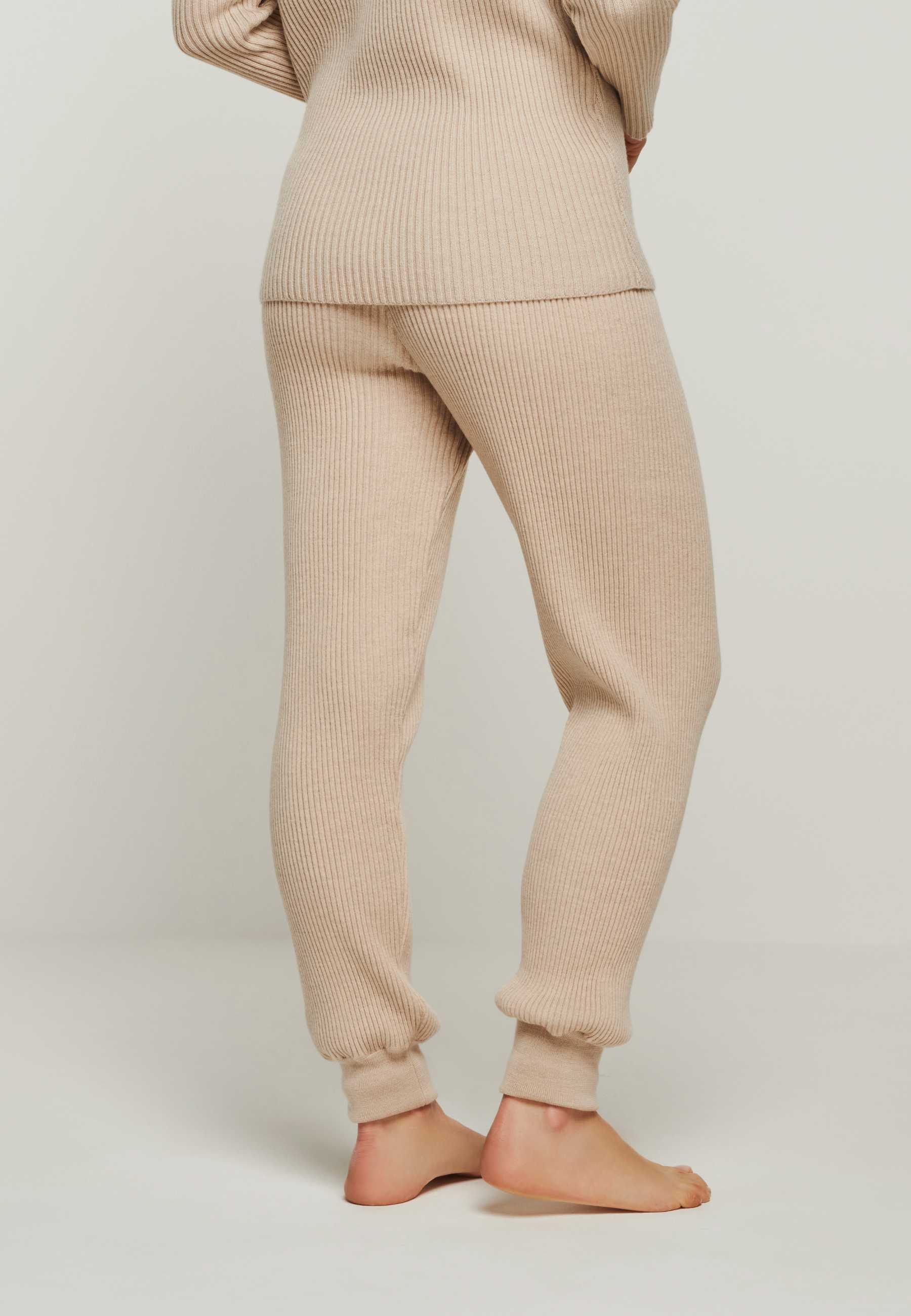 PANTS BLOSSOM - Breit gerippte Merino Strickhose