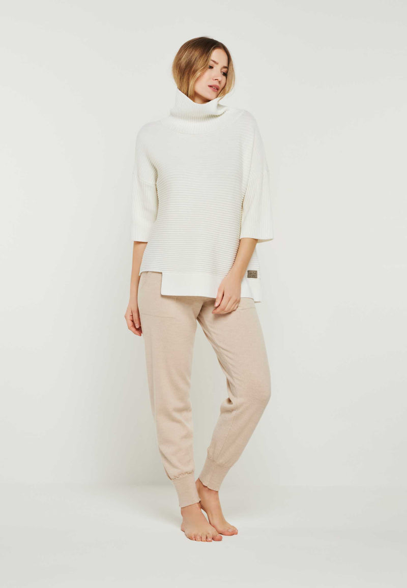 Loungewear Set Merino beige weiß