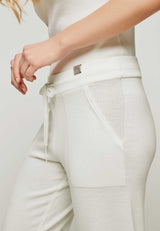 Weiße Strickhose mit Taschen aus Merino